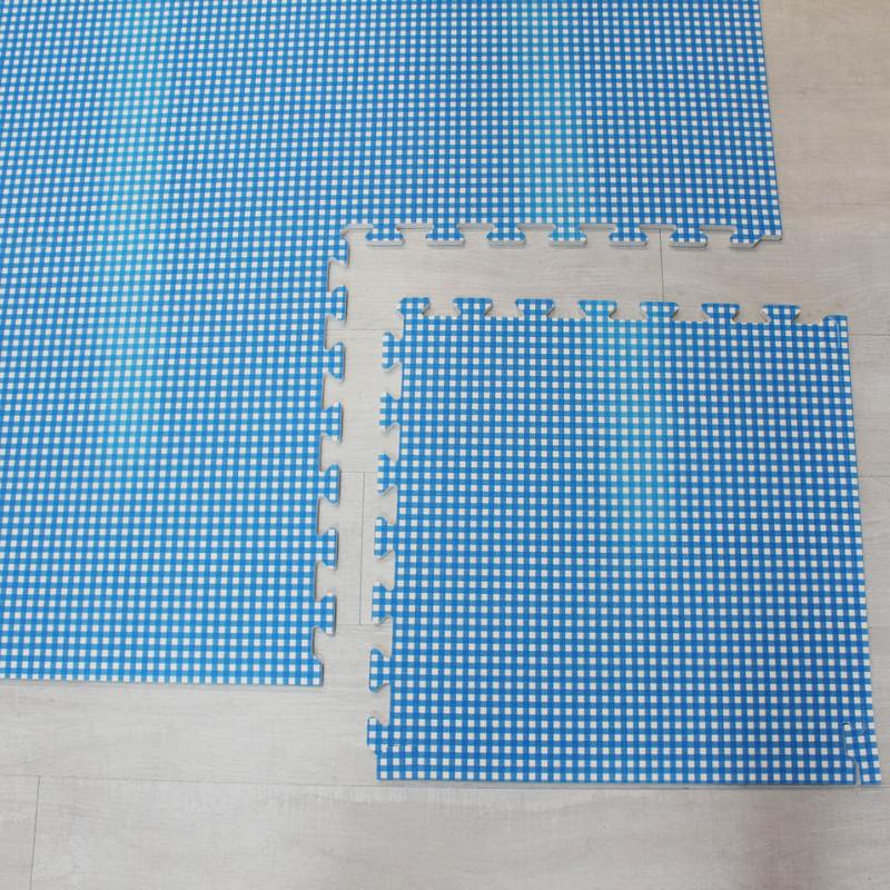 Seamless Coarse Blue Checkered Texrure Custom Design EVA Floor Puzzle Mat