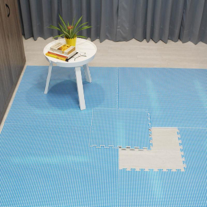 Seamless Coarse Blue Checkered Texrure Custom Design EVA Floor Puzzle Mat